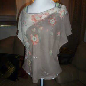 ✨ Adrianna Papell Silk Beaded Floral Blouse – Women’s Size 10 Petite (Vintage) ✨
